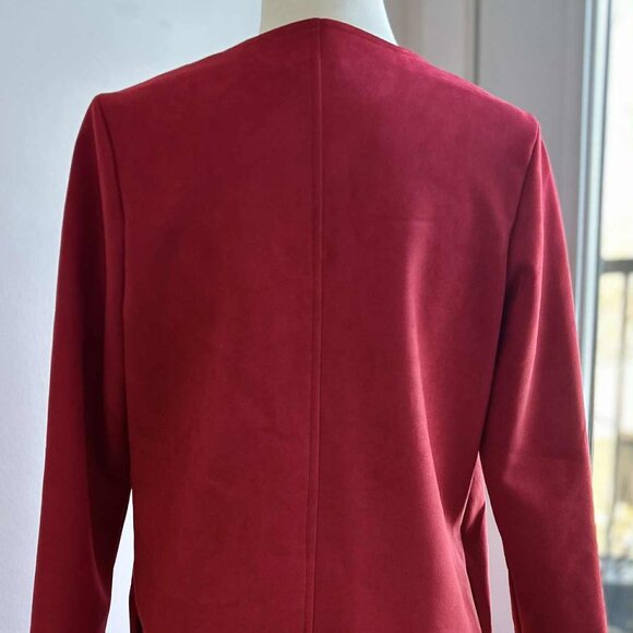Michael Phillips Zoe Vivid Red Faux-Suede Grommet Open Coat w/ Pockets – US XS - Picture 8 of 12